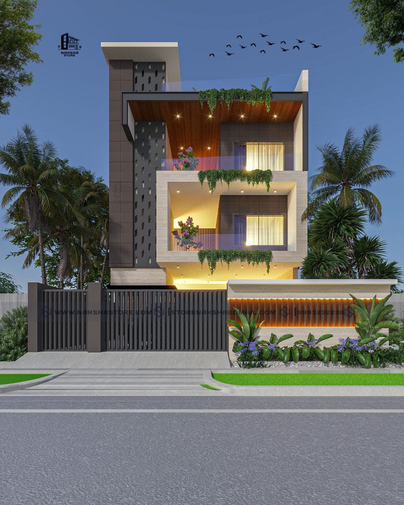 40×50 G+2 House Design | Modern 3D Elevation & Floor Plan – Naksha Store